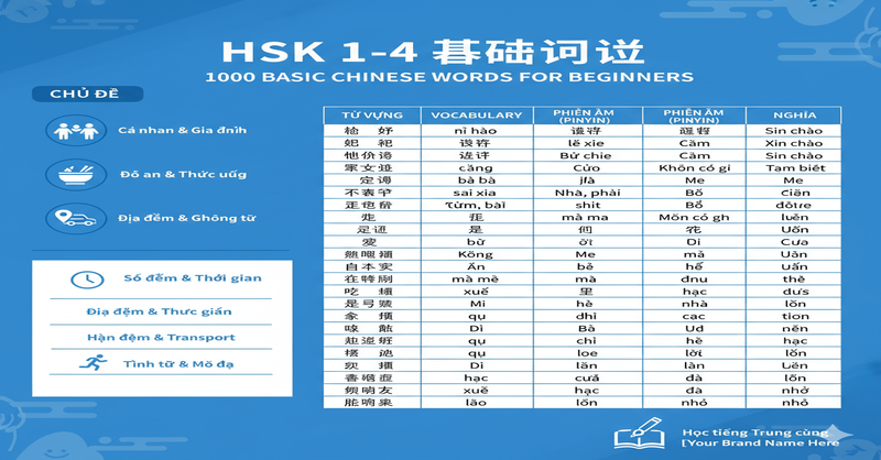 Tham khảo ngay 1000 từ vựng tiếng trung giao tiếp cơ bản 